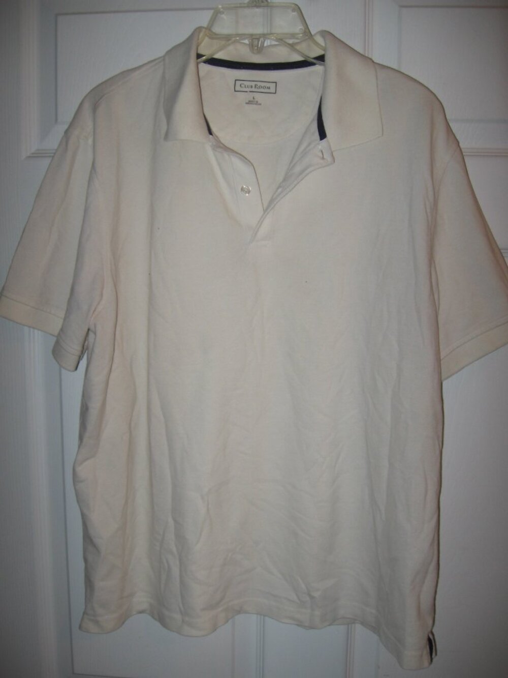Club Room Basic Pique Polo Shirt Men's Large Ivory/Off-White